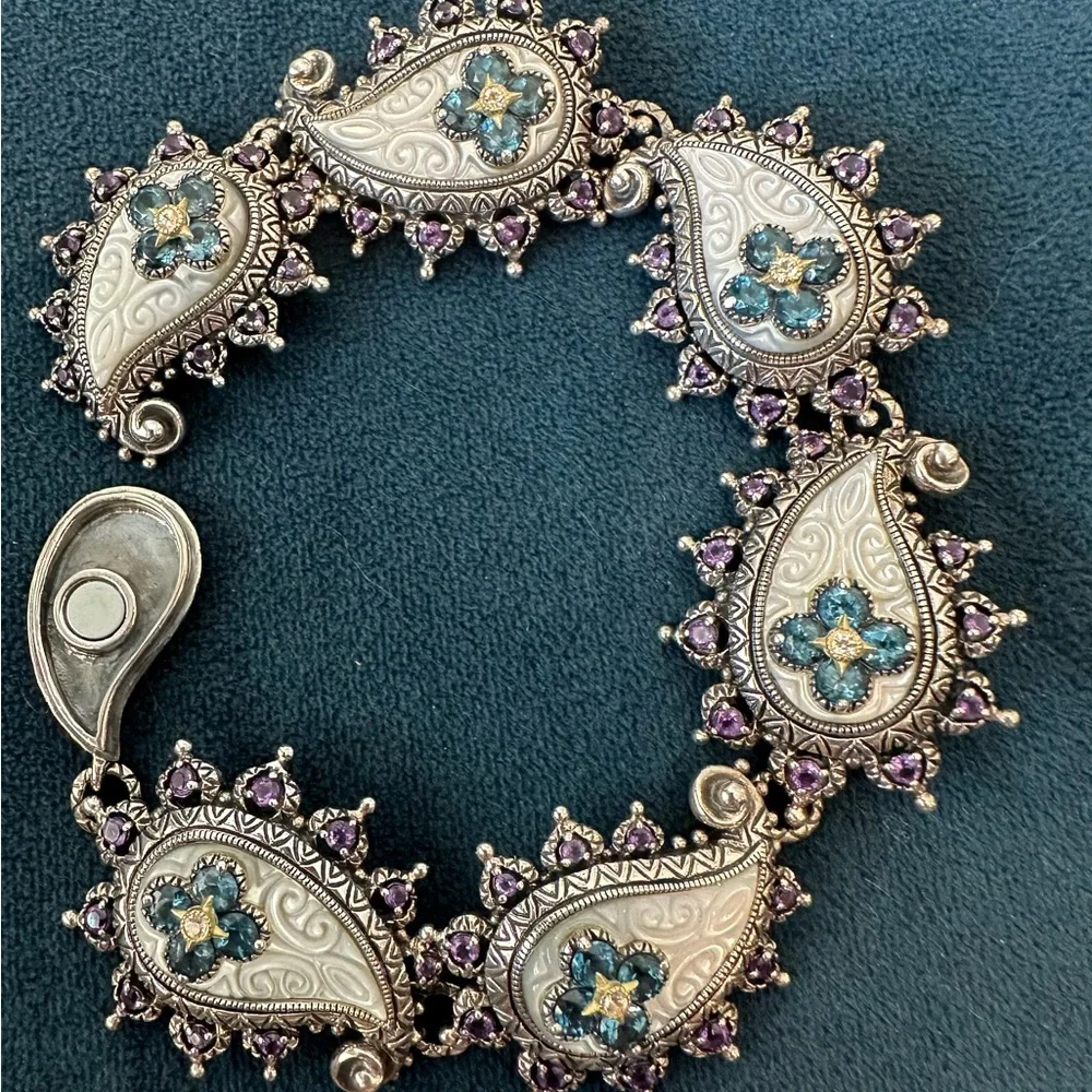 Barbara Bixby Gemstone Paisley Mother of Pearl Bracelet - Picture 2 of 3